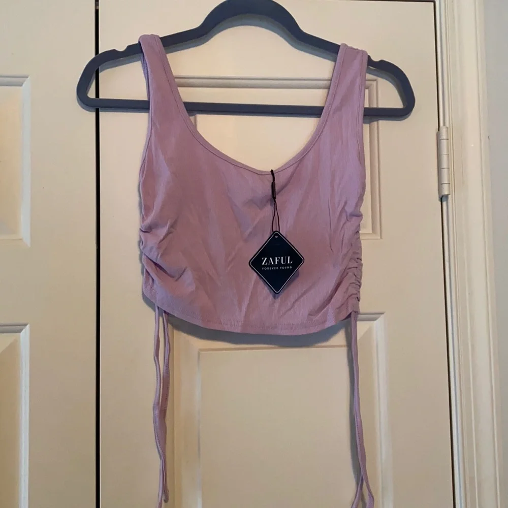 NWT Lavender Tie Side Ribbed Tank top - Picture 1 of 4